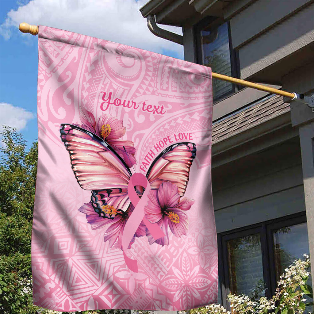 Faith Hope Love Butterfly Pink Ribbon Personalised Garden Flag Polynesian Tribal Pattern