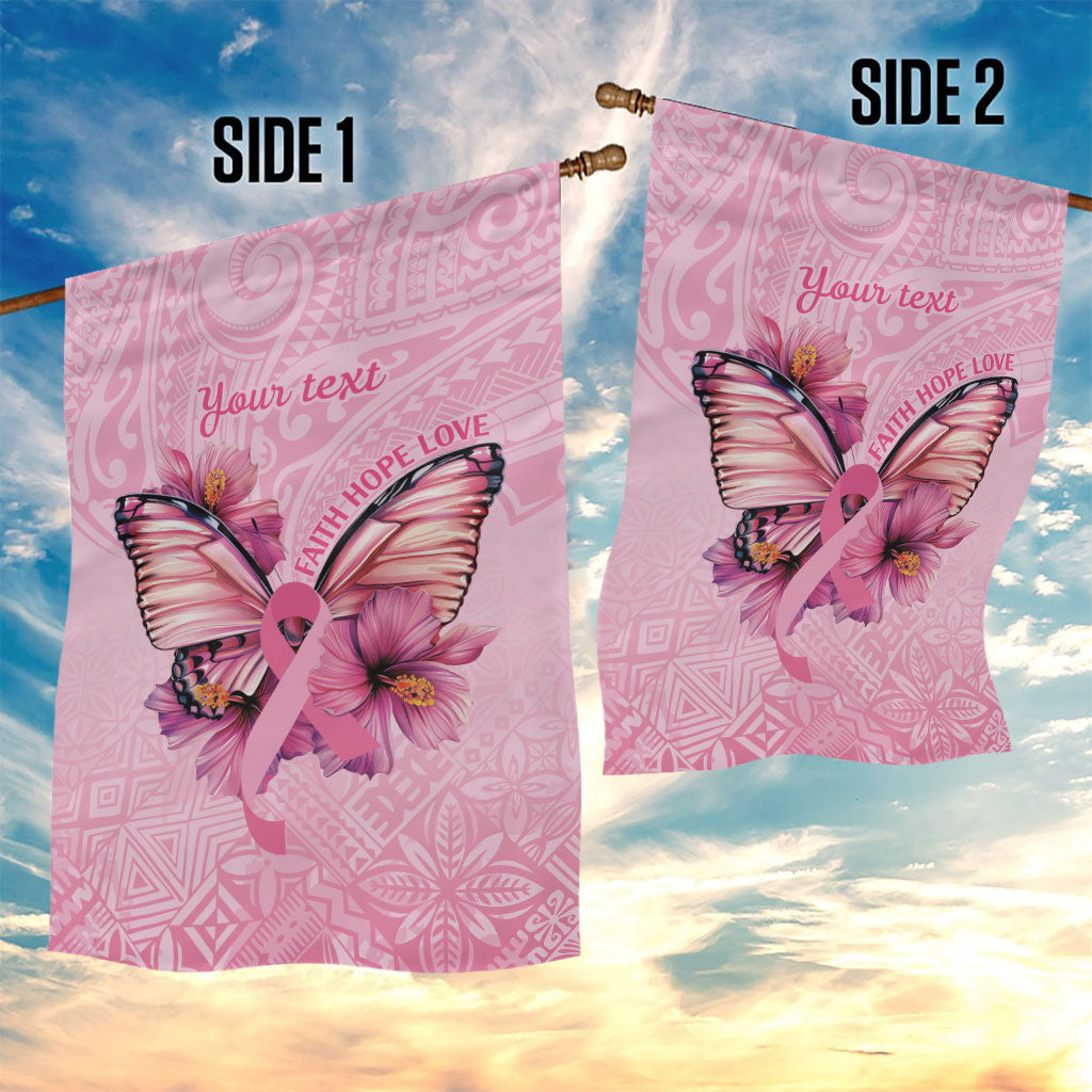 Faith Hope Love Butterfly Pink Ribbon Personalised Garden Flag Polynesian Tribal Pattern