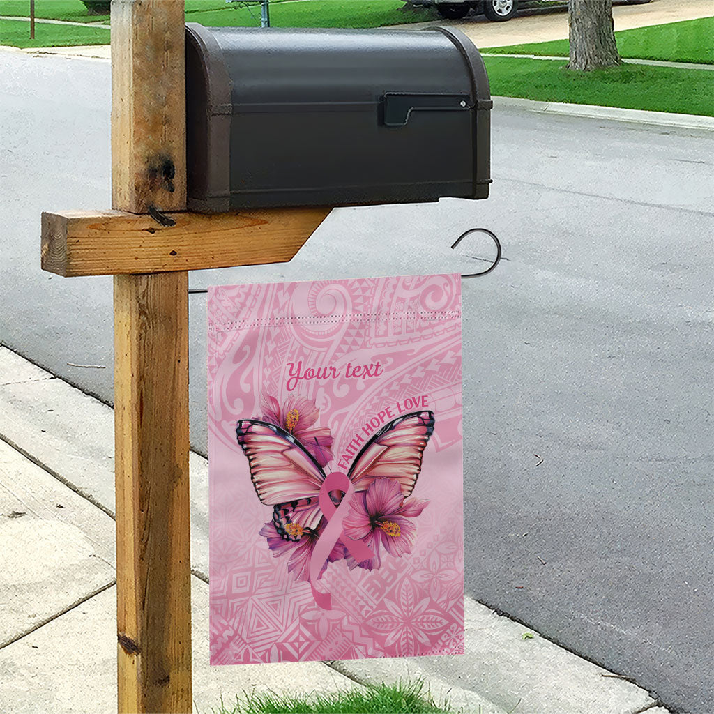 Faith Hope Love Butterfly Pink Ribbon Personalised Garden Flag Polynesian Tribal Pattern