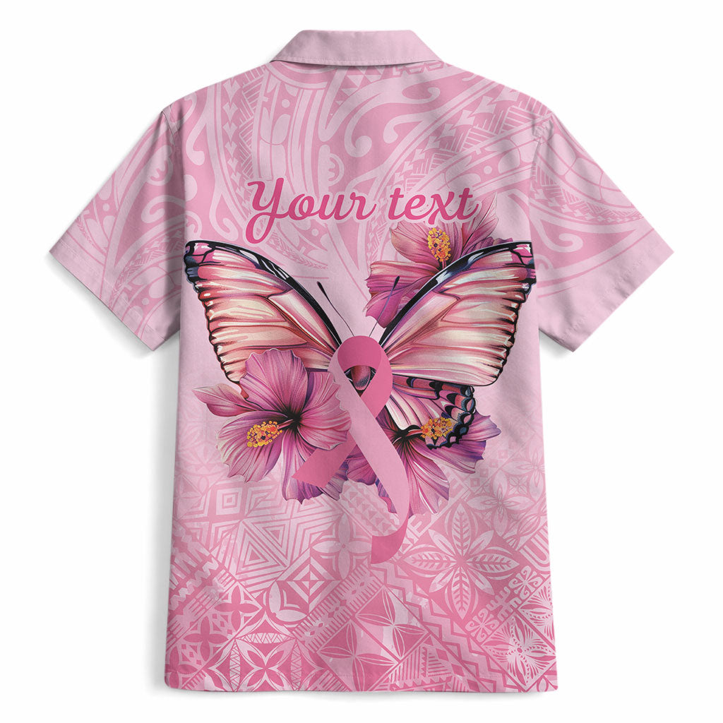 Faith Hope Love Butterfly Pink Ribbon Personalised Hawaiian Shirt Polynesian Tribal Pattern