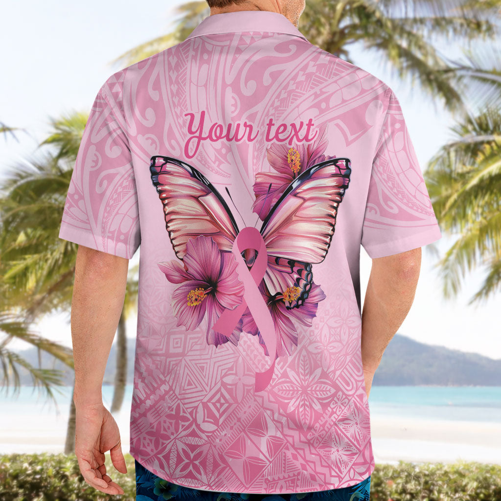 Faith Hope Love Butterfly Pink Ribbon Personalised Hawaiian Shirt Polynesian Tribal Pattern