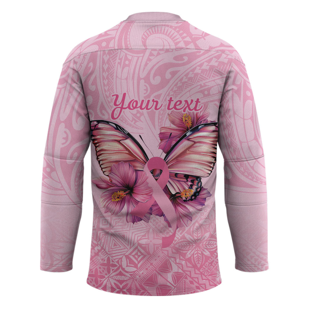 Faith Hope Love Butterfly Pink Ribbon Personalised Hockey Jersey Polynesian Tribal Pattern