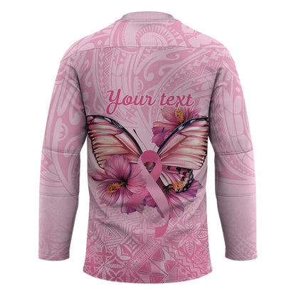 Faith Hope Love Butterfly Pink Ribbon Personalised Hockey Jersey Polynesian Tribal Pattern