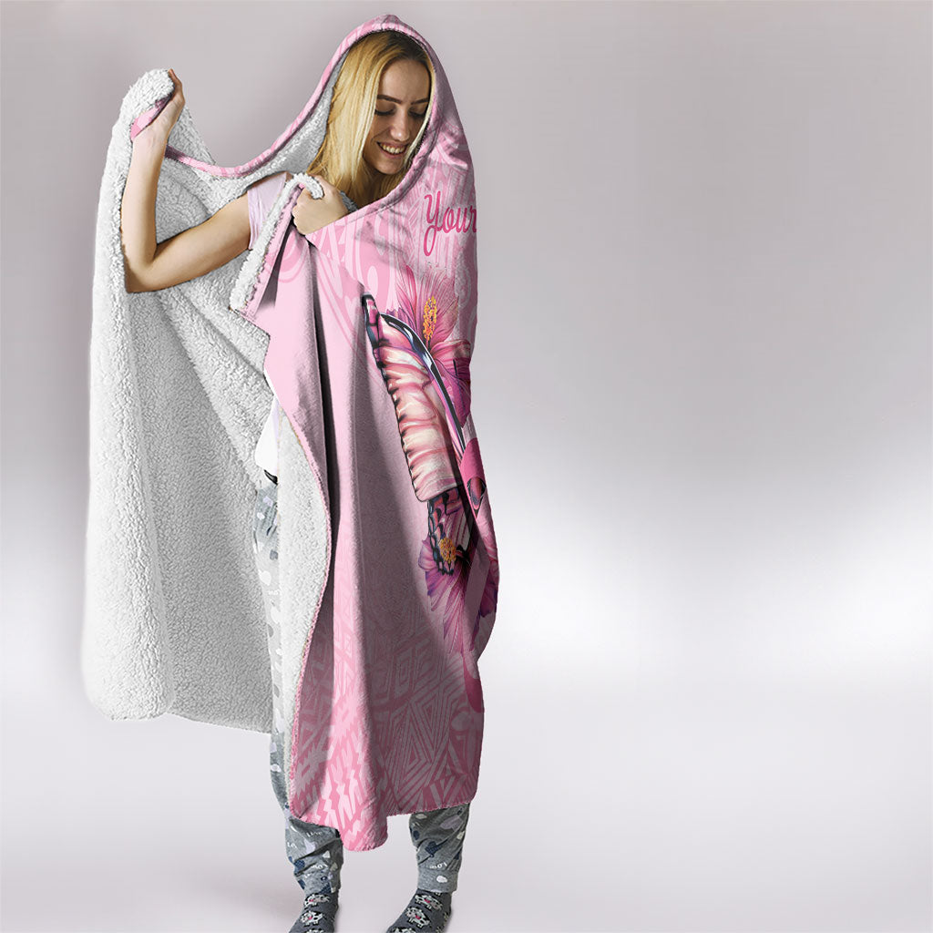 Faith Hope Love Butterfly Pink Ribbon Personalised Hooded Blanket Polynesian Tribal Pattern