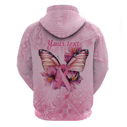 Faith Hope Love Butterfly Pink Ribbon Personalised Hoodie Polynesian Tribal Pattern