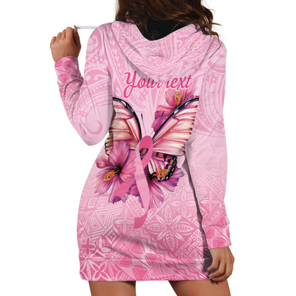 Faith Hope Love Butterfly Pink Ribbon Personalised Hoodie Dress Polynesian Tribal Pattern
