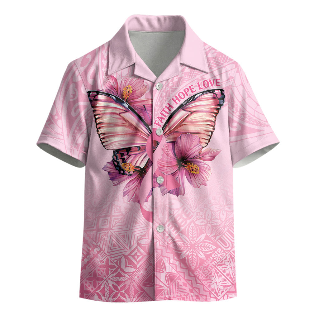 Faith Hope Love Butterfly Pink Ribbon Personalised Kid Hawaiian Shirt Polynesian Tribal Pattern