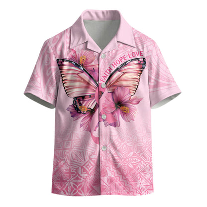 Faith Hope Love Butterfly Pink Ribbon Personalised Kid Hawaiian Shirt Polynesian Tribal Pattern