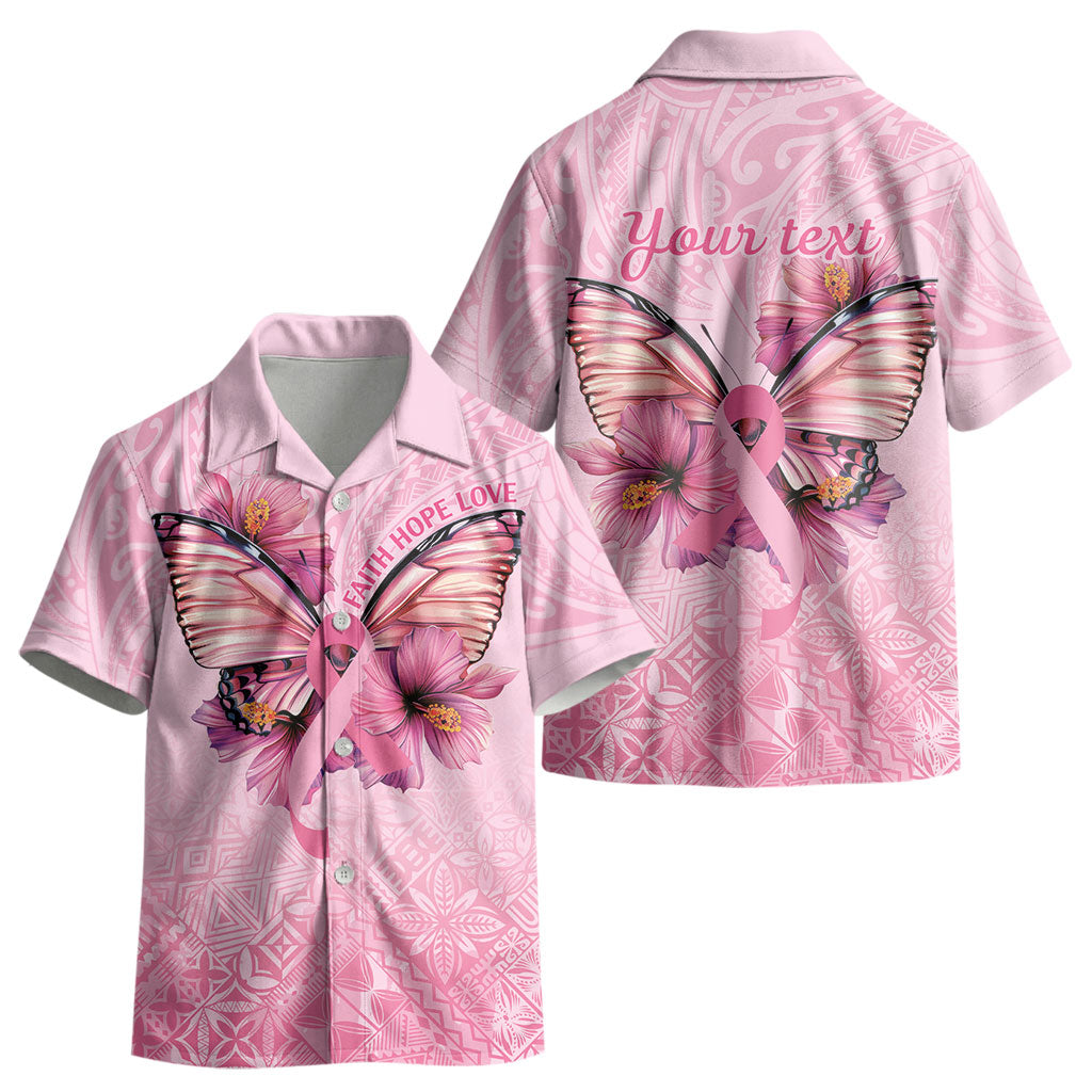 Faith Hope Love Butterfly Pink Ribbon Personalised Kid Hawaiian Shirt Polynesian Tribal Pattern
