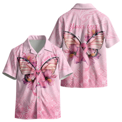 Faith Hope Love Butterfly Pink Ribbon Personalised Kid Hawaiian Shirt Polynesian Tribal Pattern