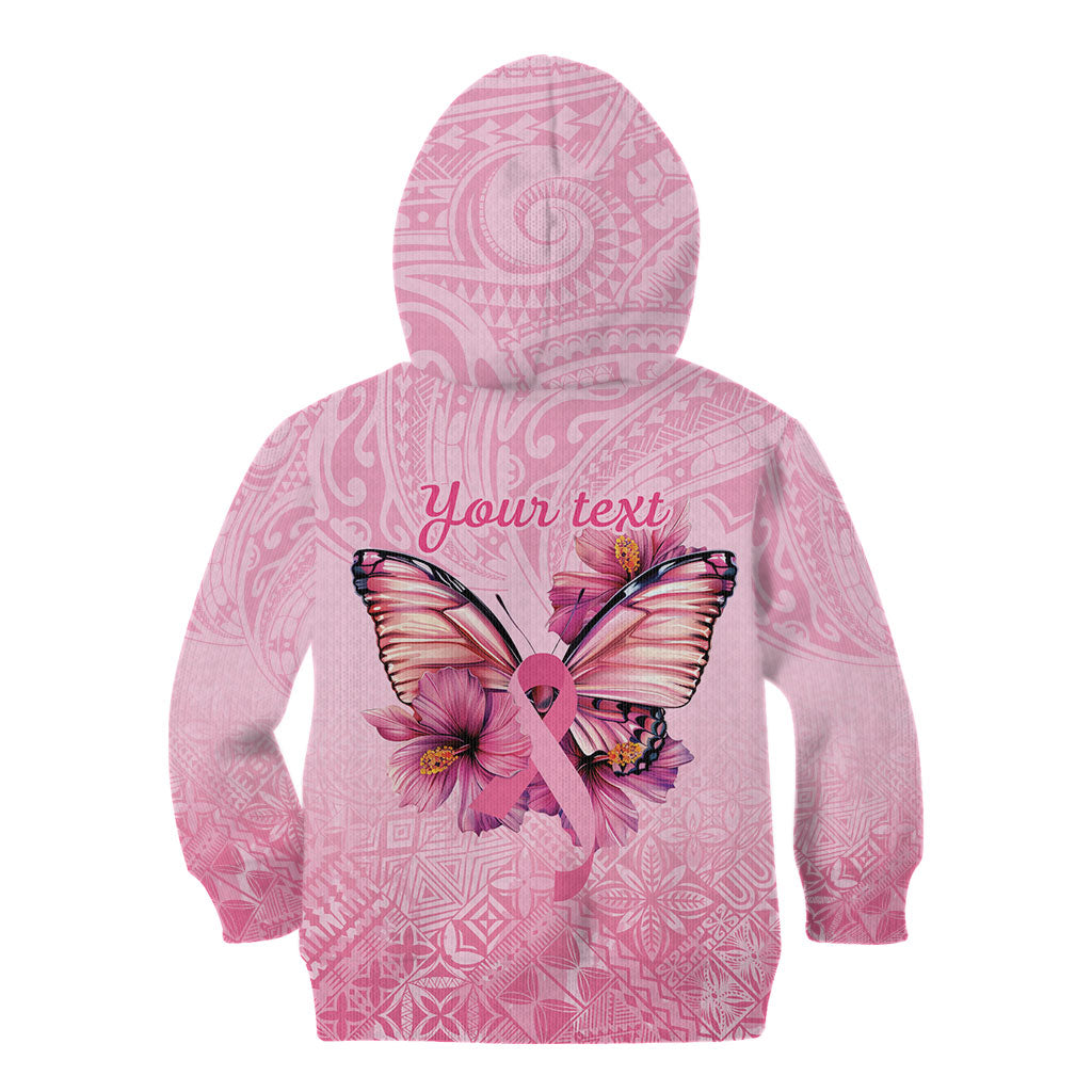 Faith Hope Love Butterfly Pink Ribbon Personalised Kid Hoodie Polynesian Tribal Pattern