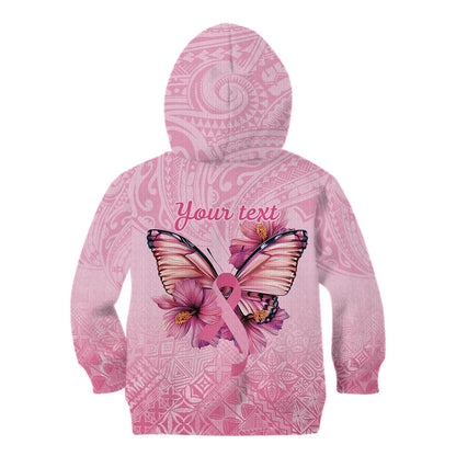 Faith Hope Love Butterfly Pink Ribbon Personalised Kid Hoodie Polynesian Tribal Pattern