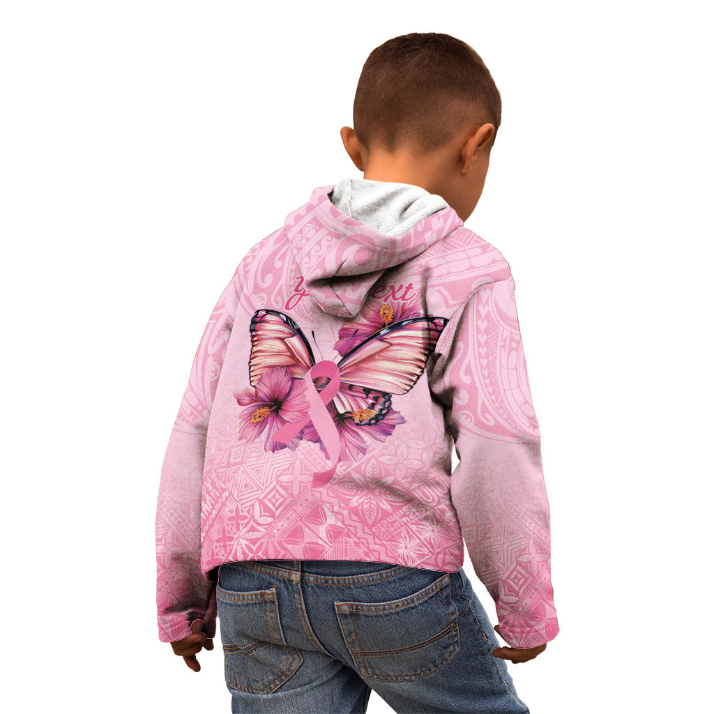 Faith Hope Love Butterfly Pink Ribbon Personalised Kid Hoodie Polynesian Tribal Pattern