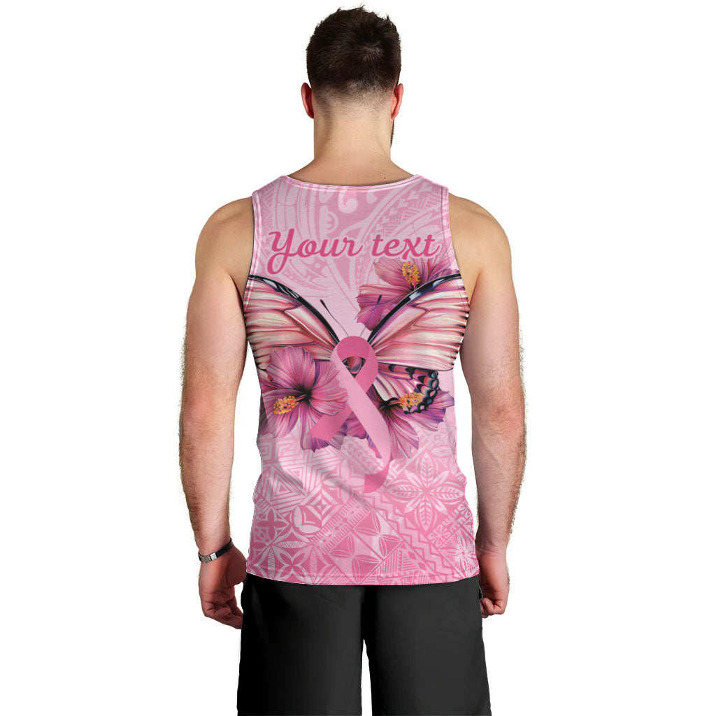 Faith Hope Love Butterfly Pink Ribbon Personalised Men Tank Top Polynesian Tribal Pattern