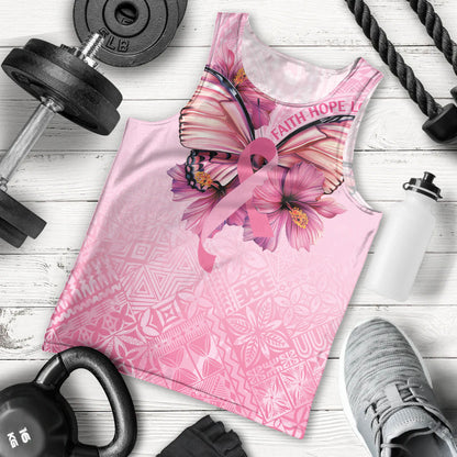 Faith Hope Love Butterfly Pink Ribbon Personalised Men Tank Top Polynesian Tribal Pattern