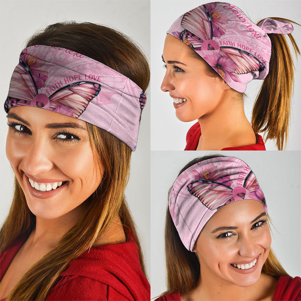 Faith Hope Love Butterfly Pink Ribbon Personalised Neck Gaiter Polynesian Tribal Pattern