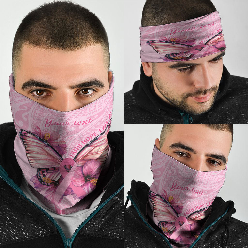 Faith Hope Love Butterfly Pink Ribbon Personalised Neck Gaiter Polynesian Tribal Pattern