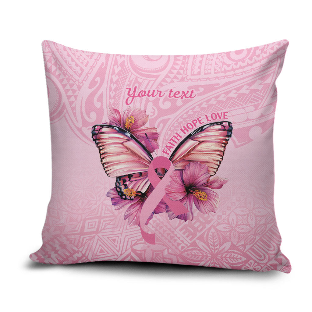 Faith Hope Love Butterfly Pink Ribbon Personalised Pillow Cover Polynesian Tribal Pattern