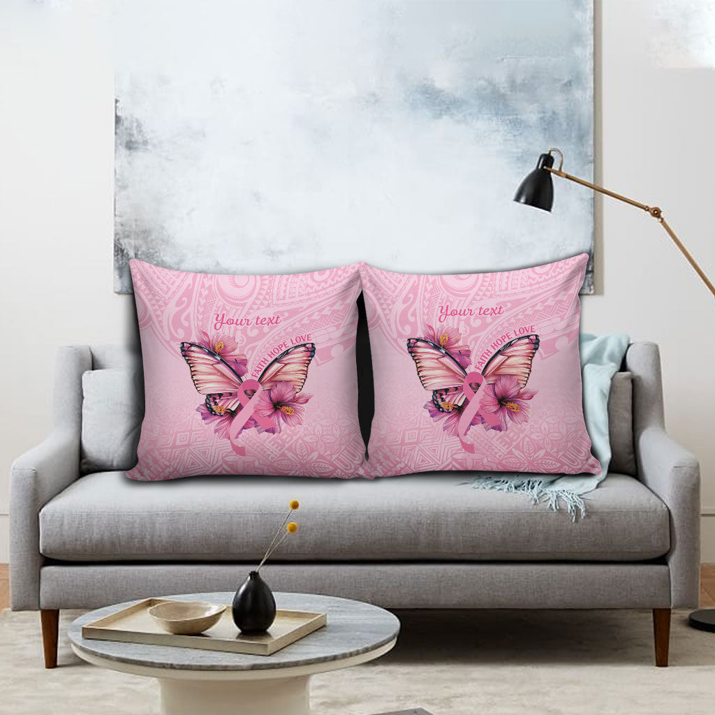 Faith Hope Love Butterfly Pink Ribbon Personalised Pillow Cover Polynesian Tribal Pattern