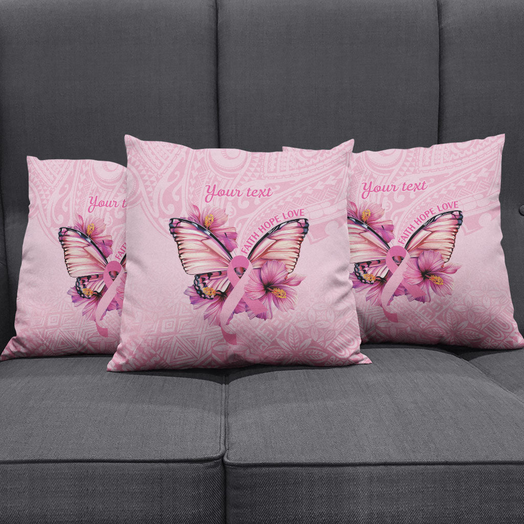 Faith Hope Love Butterfly Pink Ribbon Personalised Pillow Cover Polynesian Tribal Pattern