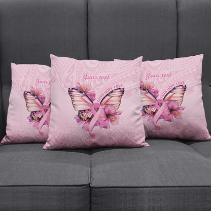 Faith Hope Love Butterfly Pink Ribbon Personalised Pillow Cover Polynesian Tribal Pattern