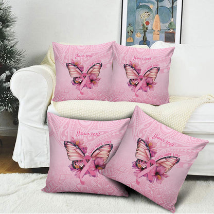 Faith Hope Love Butterfly Pink Ribbon Personalised Pillow Cover Polynesian Tribal Pattern