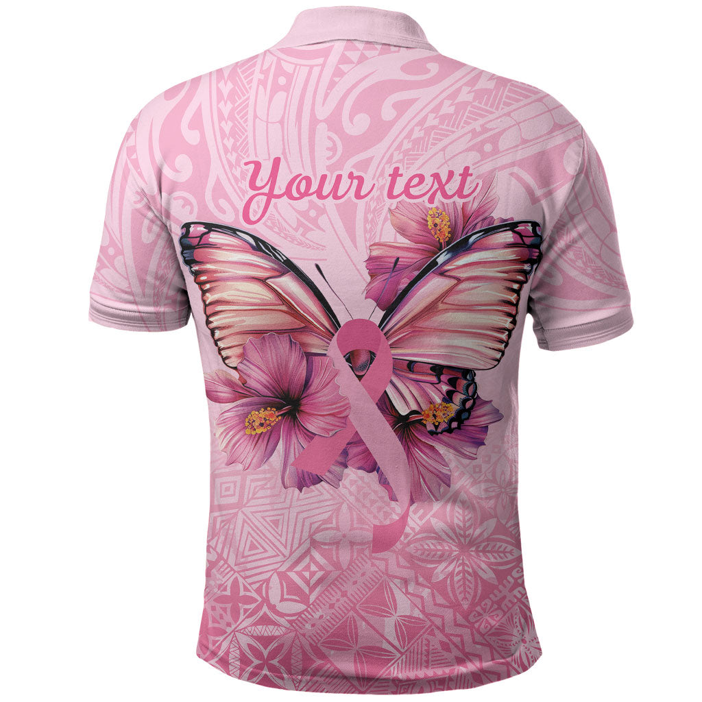 Faith Hope Love Butterfly Pink Ribbon Personalised Polo Shirt Polynesian Tribal Pattern