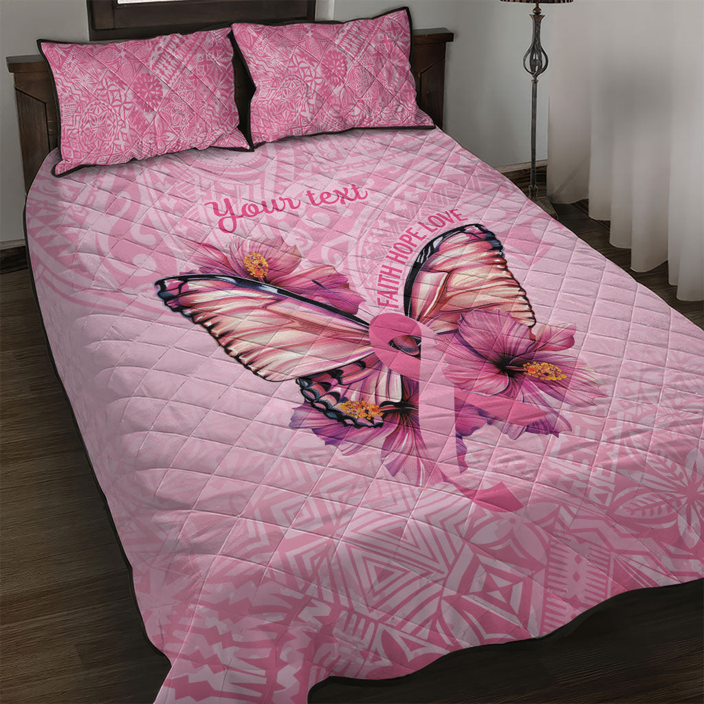 Faith Hope Love Butterfly Pink Ribbon Personalised Quilt Bed Set Polynesian Tribal Pattern