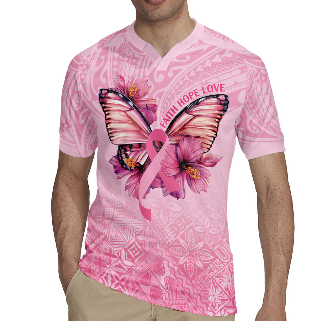 Faith Hope Love Butterfly Pink Ribbon Personalised Rugby Jersey Polynesian Tribal Pattern