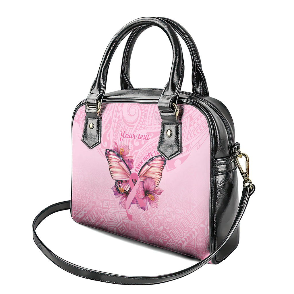 Faith Hope Love Butterfly Pink Ribbon Personalised Shoulder Handbag Polynesian Tribal Pattern