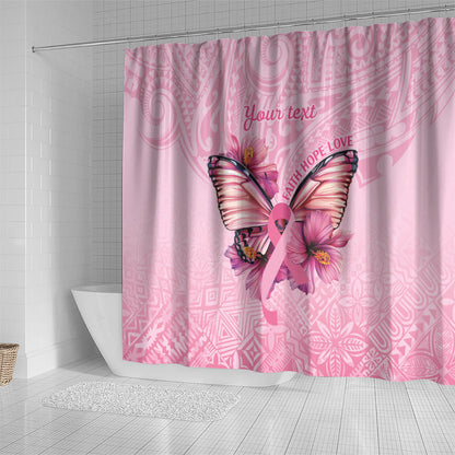 Faith Hope Love Butterfly Pink Ribbon Personalised Shower Curtain Polynesian Tribal Pattern