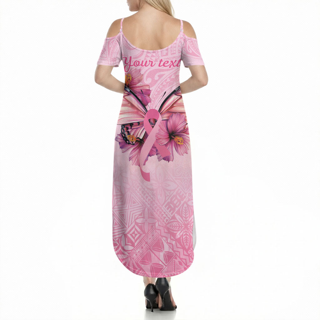 Faith Hope Love Butterfly Pink Ribbon Personalised Summer Maxi Dress Polynesian Tribal Pattern