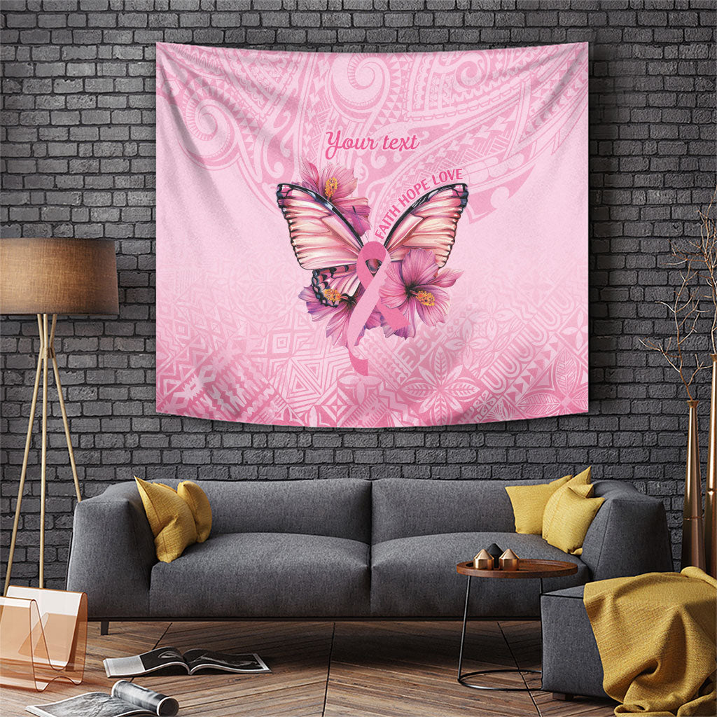 Faith Hope Love Butterfly Pink Ribbon Personalised Tapestry Polynesian Tribal Pattern