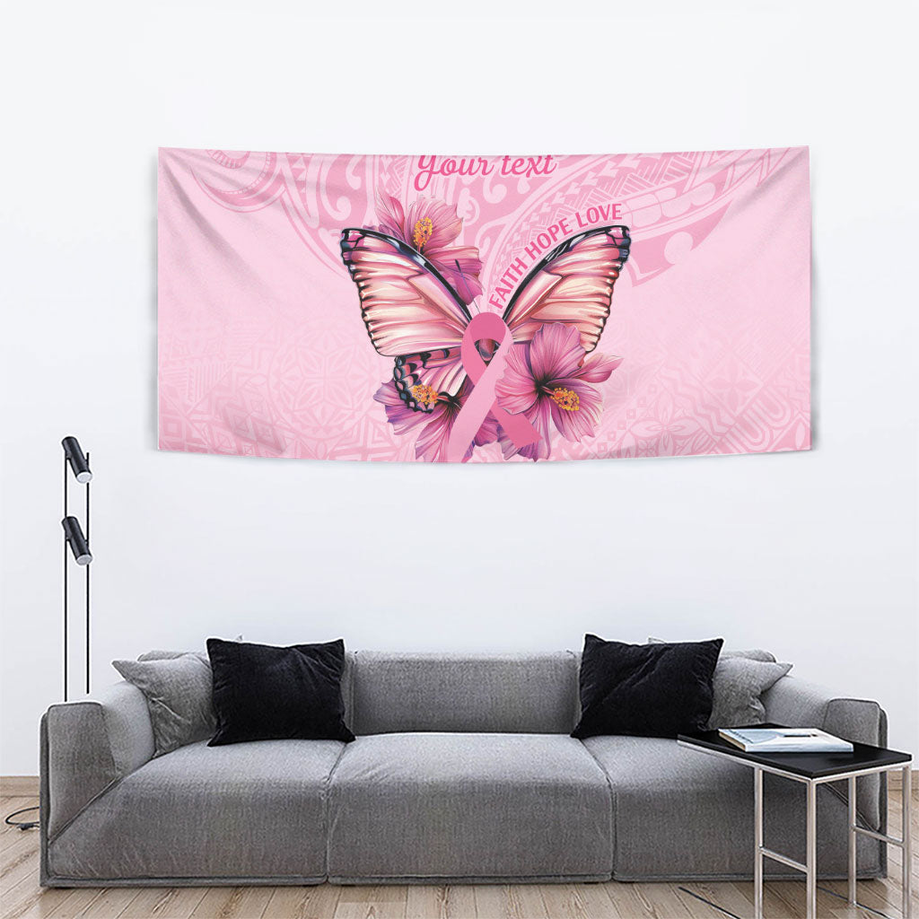 Faith Hope Love Butterfly Pink Ribbon Personalised Tapestry Polynesian Tribal Pattern