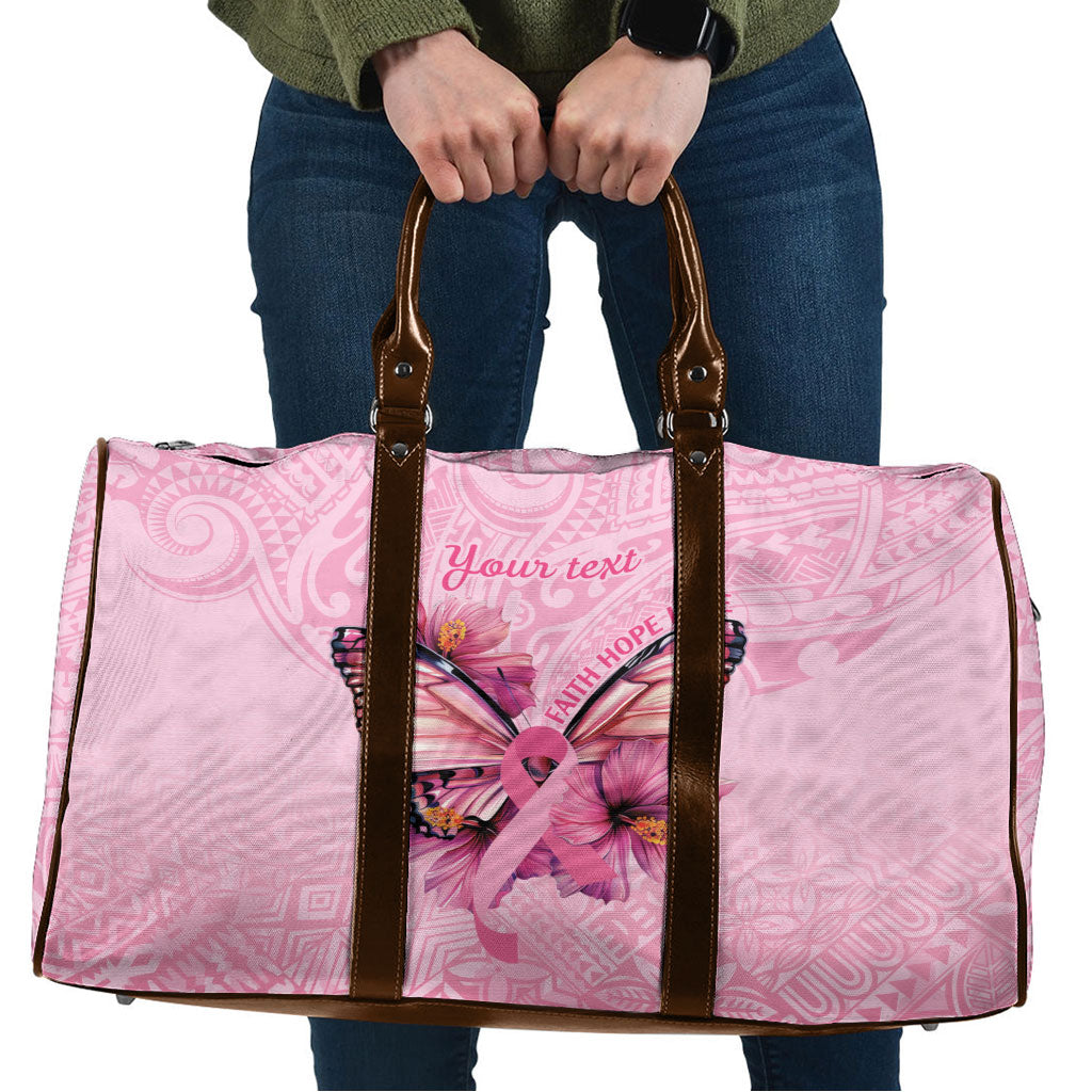 Faith Hope Love Butterfly Pink Ribbon Personalised Travel Bag Polynesian Tribal Pattern