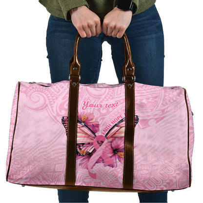 Faith Hope Love Butterfly Pink Ribbon Personalised Travel Bag Polynesian Tribal Pattern