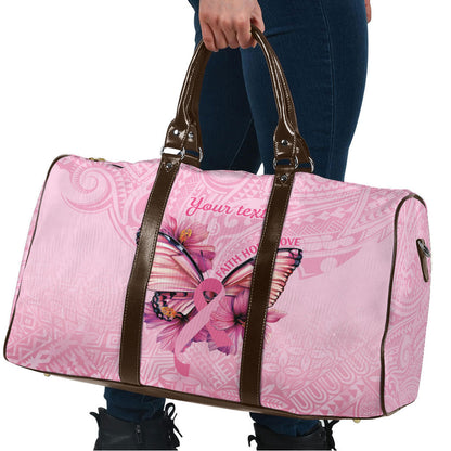 Faith Hope Love Butterfly Pink Ribbon Personalised Travel Bag Polynesian Tribal Pattern