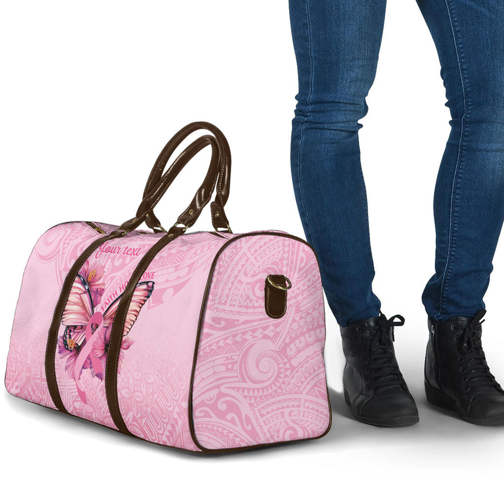 Faith Hope Love Butterfly Pink Ribbon Personalised Travel Bag Polynesian Tribal Pattern