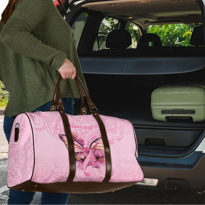 Faith Hope Love Butterfly Pink Ribbon Personalised Travel Bag Polynesian Tribal Pattern