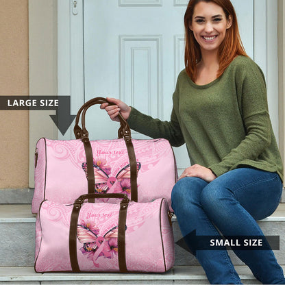 Faith Hope Love Butterfly Pink Ribbon Personalised Travel Bag Polynesian Tribal Pattern