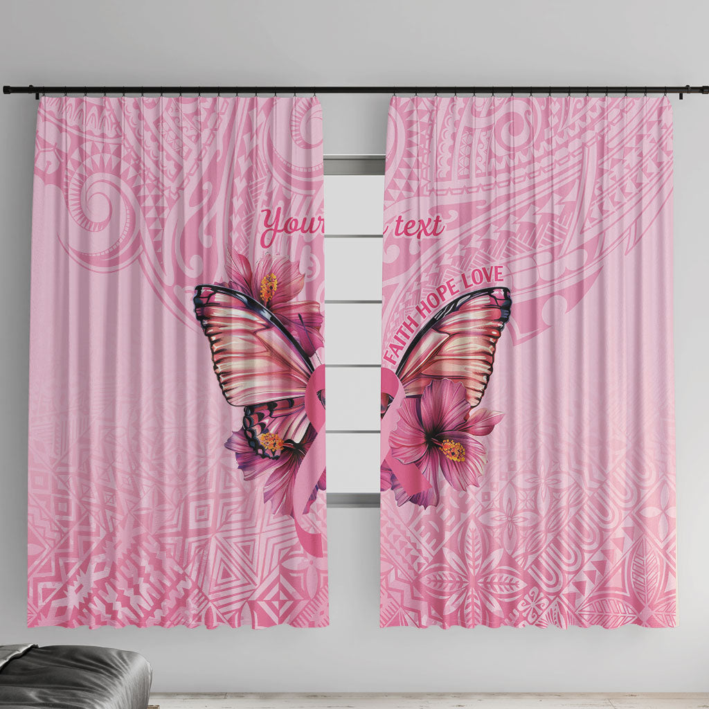 Faith Hope Love Butterfly Pink Ribbon Personalised Window Curtain Polynesian Tribal Pattern