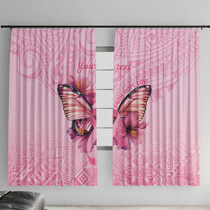 Faith Hope Love Butterfly Pink Ribbon Personalised Window Curtain Polynesian Tribal Pattern