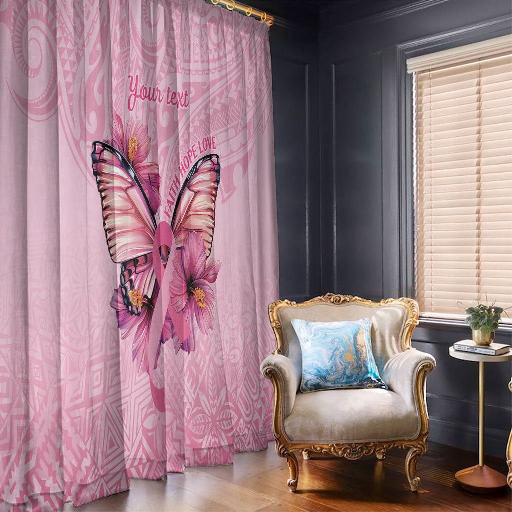 Faith Hope Love Butterfly Pink Ribbon Personalised Window Curtain Polynesian Tribal Pattern