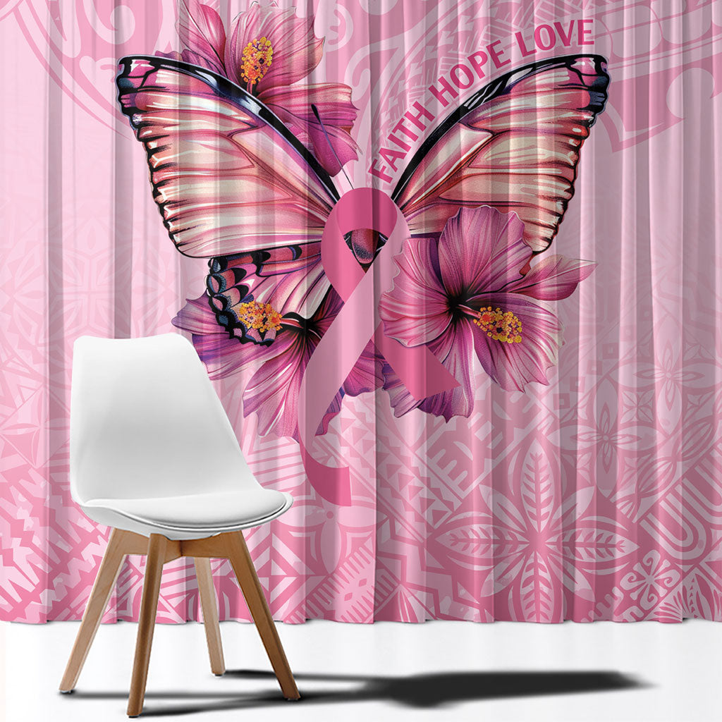 Faith Hope Love Butterfly Pink Ribbon Personalised Window Curtain Polynesian Tribal Pattern