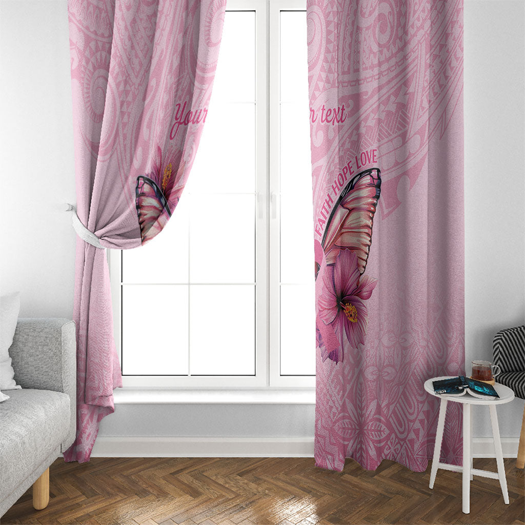 Faith Hope Love Butterfly Pink Ribbon Personalised Window Curtain Polynesian Tribal Pattern