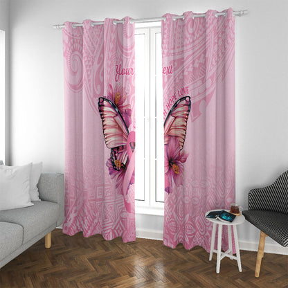 Faith Hope Love Butterfly Pink Ribbon Personalised Window Curtain Polynesian Tribal Pattern