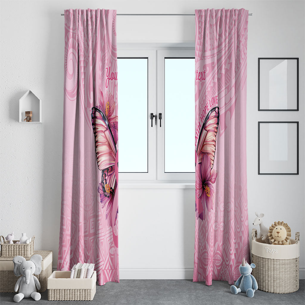 Faith Hope Love Butterfly Pink Ribbon Personalised Window Curtain Polynesian Tribal Pattern