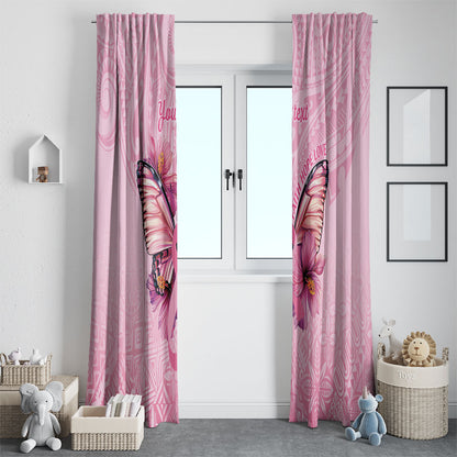 Faith Hope Love Butterfly Pink Ribbon Personalised Window Curtain Polynesian Tribal Pattern
