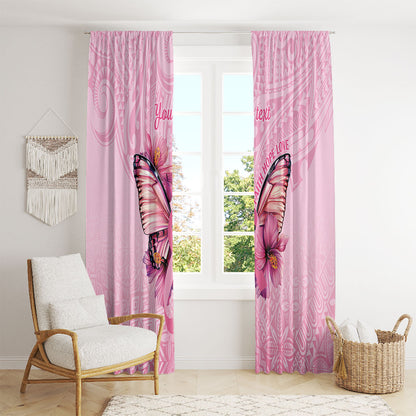 Faith Hope Love Butterfly Pink Ribbon Personalised Window Curtain Polynesian Tribal Pattern