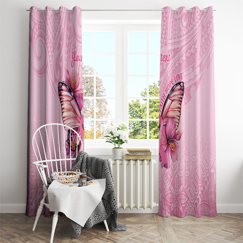 Faith Hope Love Butterfly Pink Ribbon Personalised Window Curtain Polynesian Tribal Pattern